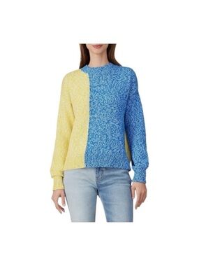 Chinti & Parker Knit Colorblock Crewneck Sweater in Yellow and Blue size M
